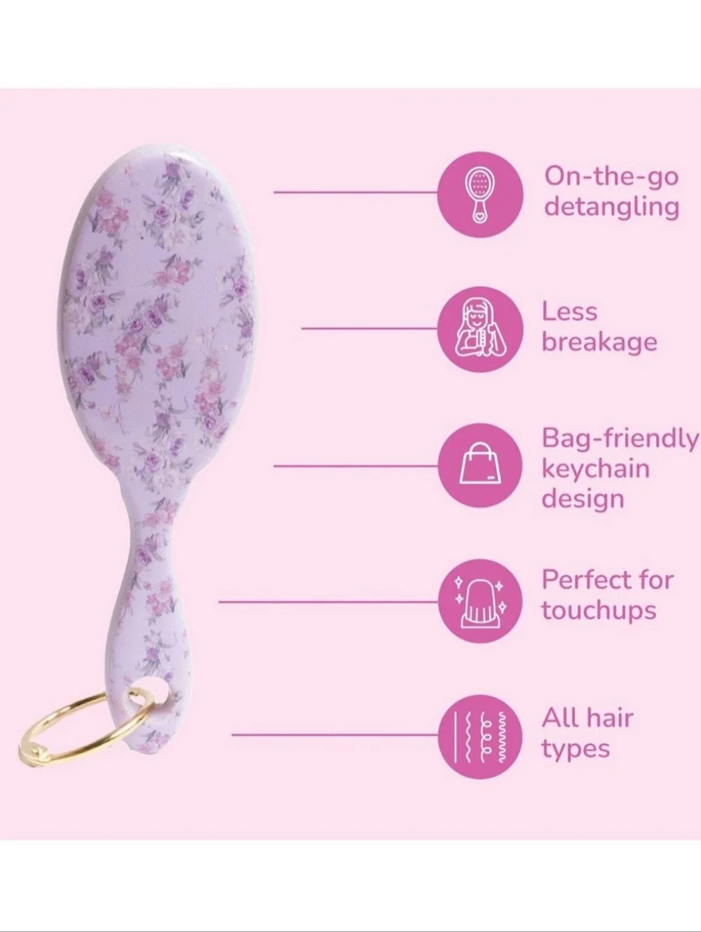 NWT LoveShackFancy x Wet Brush Limited Edition Keychain Detangler Hibiscus Happy